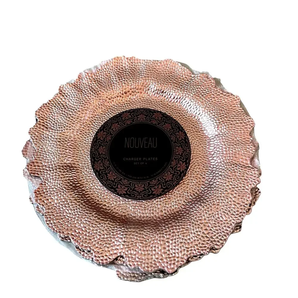 Nouveau Metallic PINK Charger Plates 13in Ruffled Rim Set of 4 New
